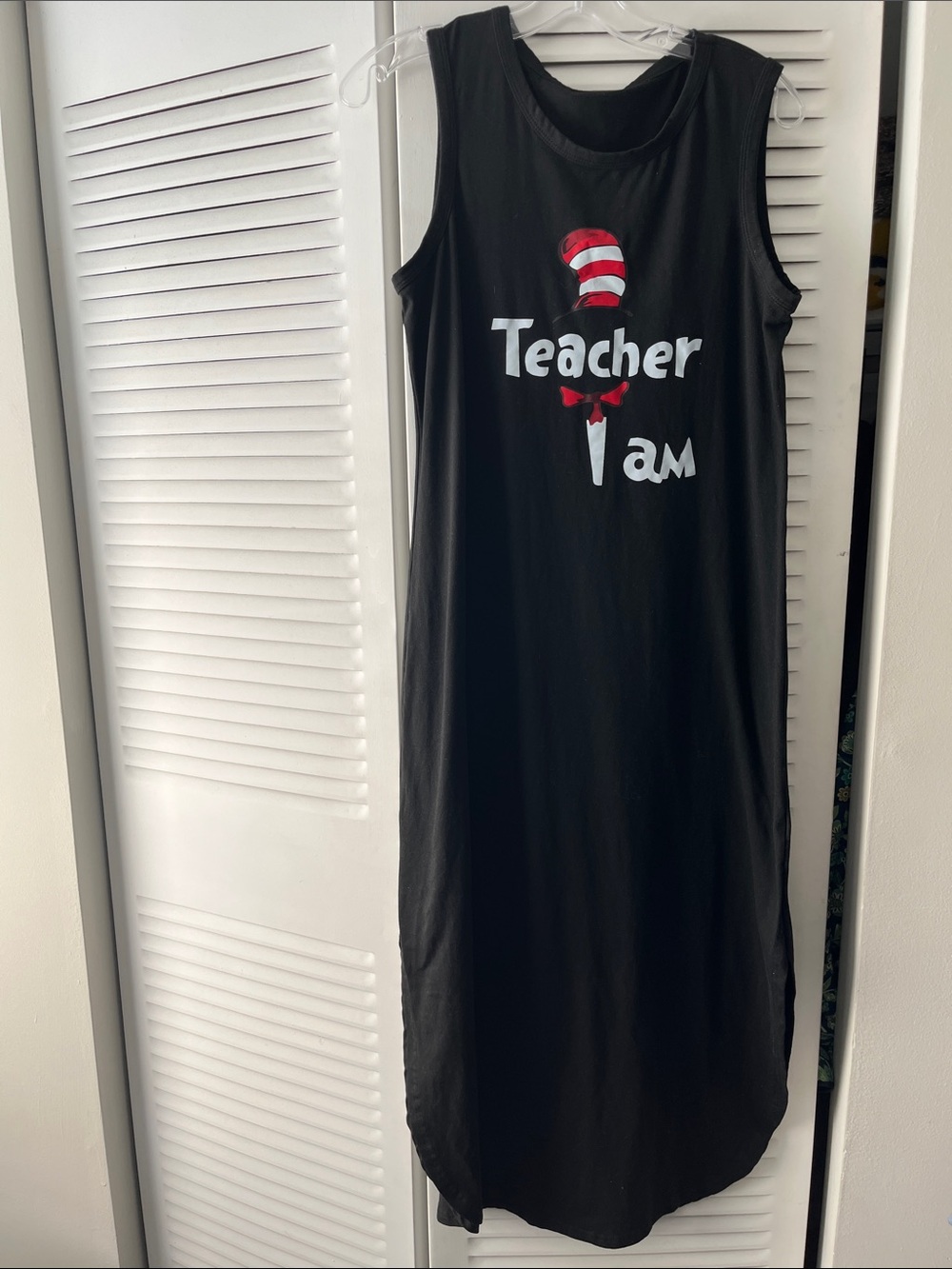 Black Women’s L 'Teacher I Am' Sleeveless Maxi Tank Dress